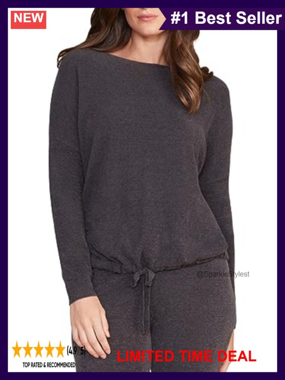CozyChic Ultra Lite Slouchy Pullover Nylon Viscose Relaxed Fit Crew Neck